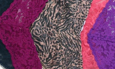 Shop Hanky Panky Original Rise Stretch Lace Thong Panties In Purple Multi