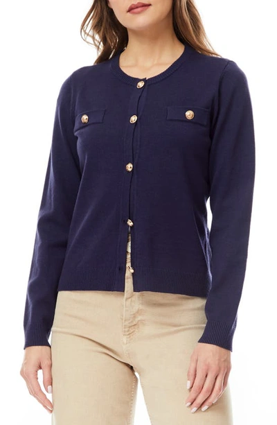 Shop By Design Keira Chest Pocket Cardigan In Navy Blazer