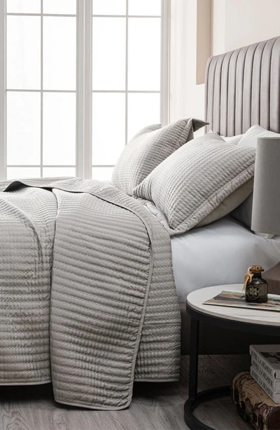 Shop Woven & Weft Channel Stitch Quilt Set In Light Gray