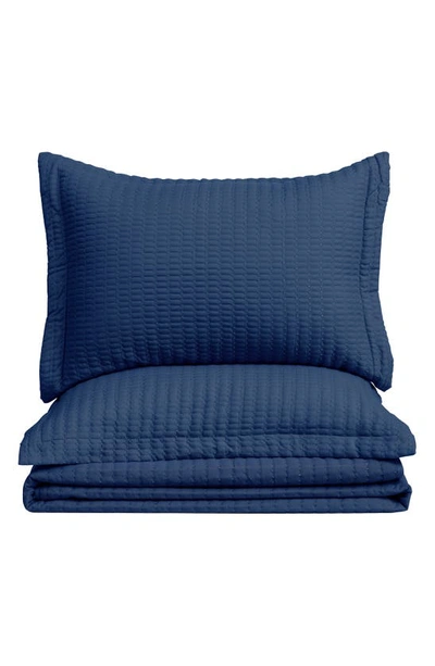 Shop Woven & Weft Channel Stitch Quilt Set In Navy