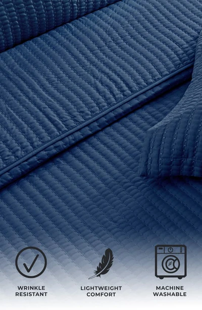 Woven & Weft Channel Stitch Quilt Set In Navy