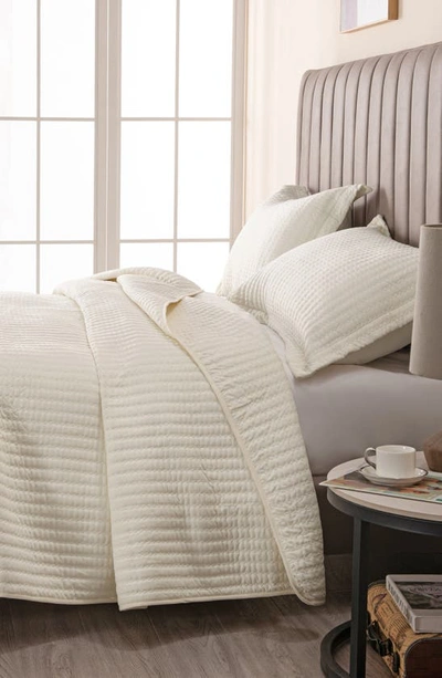 Woven & Weft Channel Stitch Quilt Set In Whisper White
