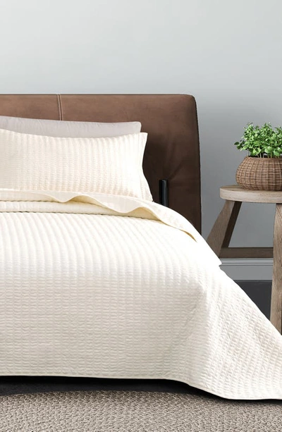 Woven & Weft Channel Stitch Quilt Set In Whisper White