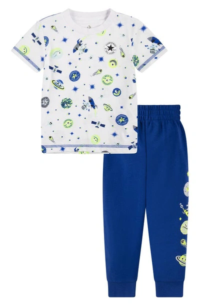 Shop Converse Kids' Space Cruisers T-shirt & Joggers Set In  Blue