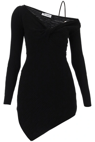 Shop Attico 'desai' Mini Dress In Texturized Knit In Black