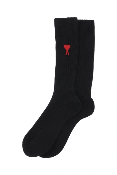 Shop Ami Alexandre Mattiussi Ami De Coeur Socks Tri Pack In Black