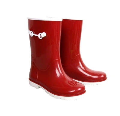 Gucci Kids Rain Boot With Horsebit In Blue