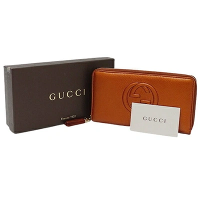 Shop Gucci Soho Orange Leather Wallet  ()