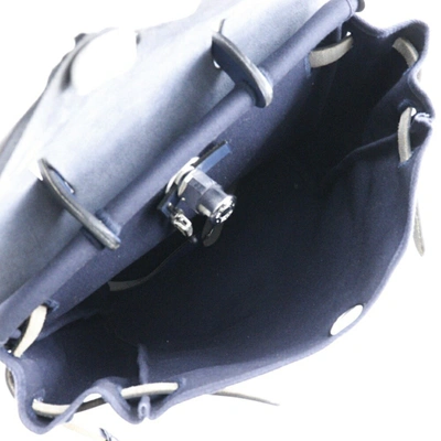 Shop Hermes Hermès Herbag Navy Canvas Backpack Bag ()