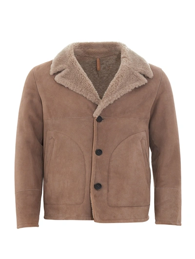 Shop Herno Elegant Sheepskin Leather Jacket In Men's Brown