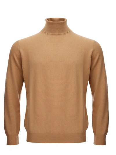 Shop Kangra Elegant Camel Beige Wool Blend Turtleneck Men's Sweater