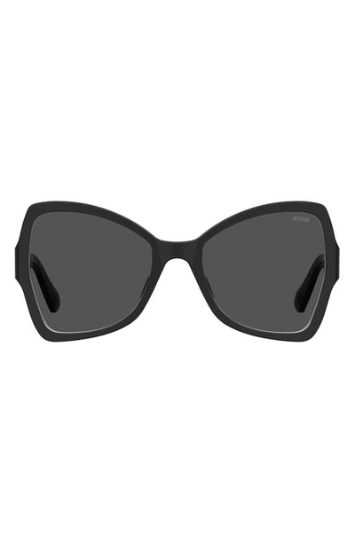 Shop Moschino 54mm Butterfly Sunglasses In Black/ Grey
