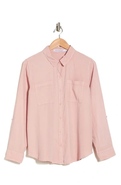 Shop Calvin Klein Jeans Est.1978 Roll Tab Long Sleeve Button-up Shirt In Enchant