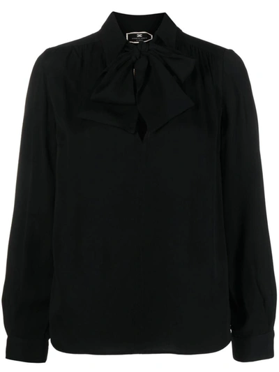 Shop Elisabetta Franchi Scarf-neck Blouse In Black