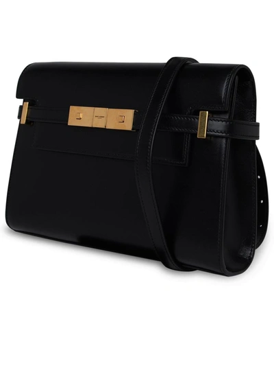 Shop Saint Laurent Mahnattan Small Bag In Black Leather