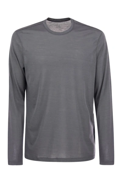 Shop Majestic Filatures Crew-neck T-shirt In Silk And Cotton In Grey