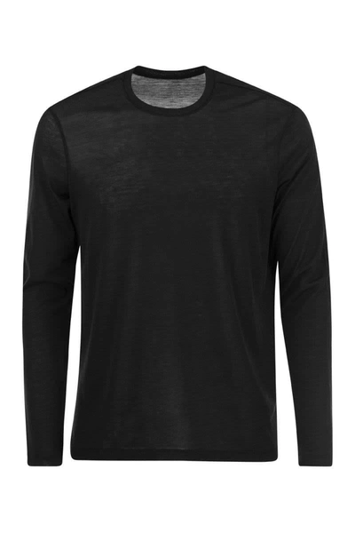 Shop Majestic Filatures Crew-neck T-shirt In Silk And Cotton In Black
