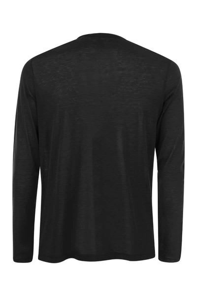 Shop Majestic Filatures Crew-neck T-shirt In Silk And Cotton In Black