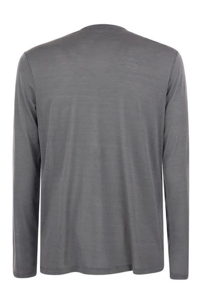 Majestic Crew-neck T-shirt In Silk And Cotton In Grey