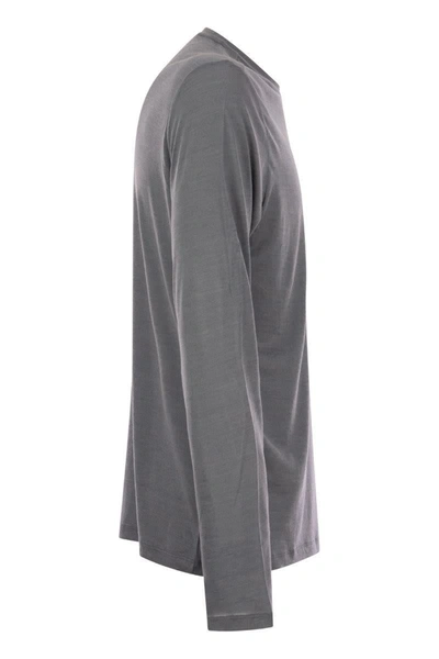 Majestic Crew-neck T-shirt In Silk And Cotton In Grey