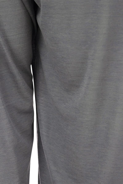 Majestic Crew-neck T-shirt In Silk And Cotton In Grey