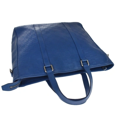 Pre-owned Louis Vuitton Tadao Blue Leather Backpack Bag ()