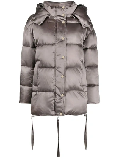 Shop P.a.r.o.s.h . Satin-finish Padded Coat In Grigio