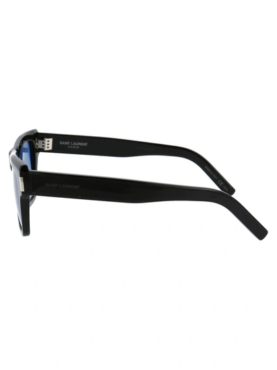 Shop Saint Laurent Sunglasses In 005 Black Black Blue