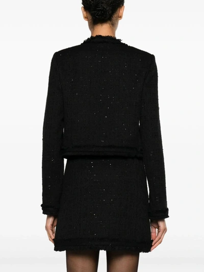 Shop Versace Women Informal Jacket Cotton Mix Summer Tweed Fabric In 1b000 Black