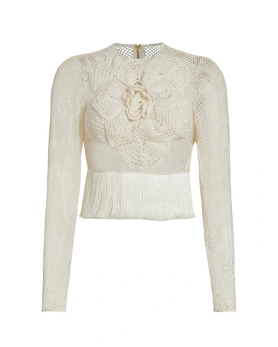 Shop Patbo Embroidered Crochet Top In Ivory