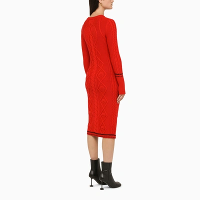 Shop Marine Serre Red Wool Midi Dress
