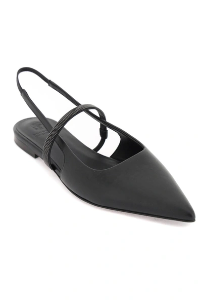 Shop Brunello Cucinelli Slingback Ballet Flats With Precious Strap