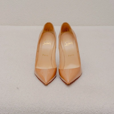 Pre-owned Christian Louboutin Nude Patent Leather So Kate Pumps, 37.5