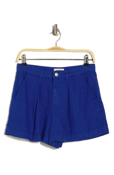 Shop L Agence L'agence Zahari Linen Shorts In Surf Blue