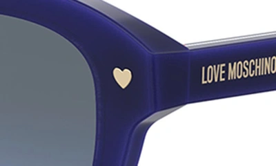 Shop Moschino 52mm Cat Eye Sunglasses In Blue/ Grey Shaded Blu