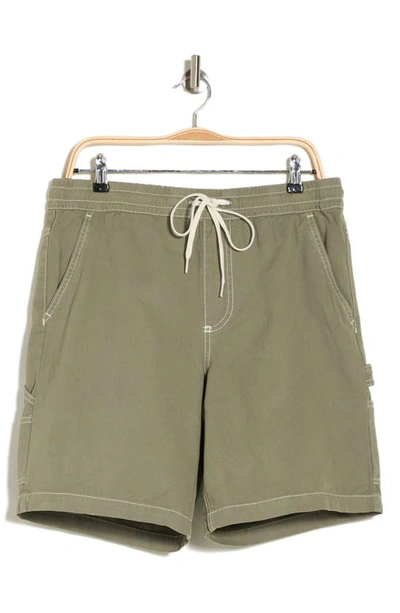 Shop Pacsun Bowen Cotton Twill Drawstring Shorts In Olive