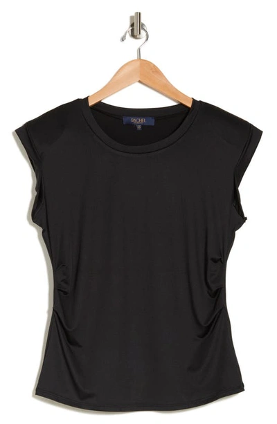 Shop Rachel Rachel Roy Ruched Side Cap Sleeve T-shirt In Jet Black