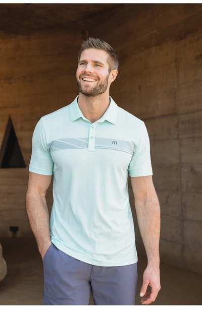 Shop Travis Mathew Travismathew Matter Of Opinion Stripe Stretch Polo In Heather Turquoise