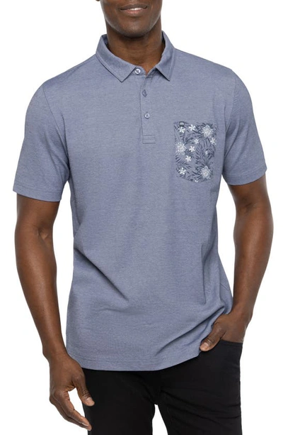 Shop Travis Mathew Travismathew No Maps Floral Pocket Piqué Polo In Heather Peacoat