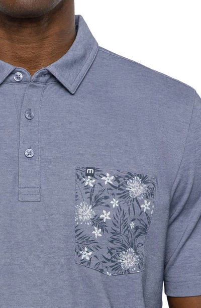 Travis Mathew Travismathew No Maps Floral Pocket Piqué Polo In Heather Peacoat