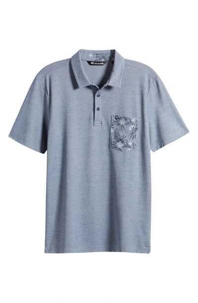 Shop Travis Mathew Travismathew No Maps Floral Pocket Piqué Polo In Heather Peacoat