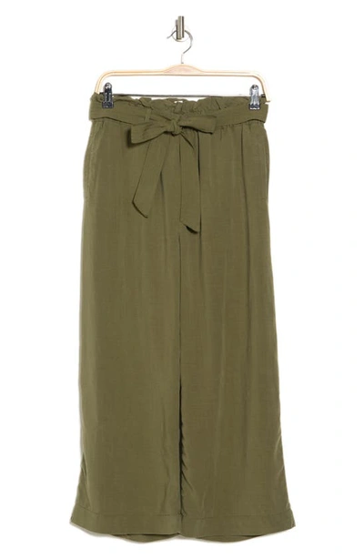 Shop Industry Republic Clothing Wide Leg Paperbag Pants In Olive