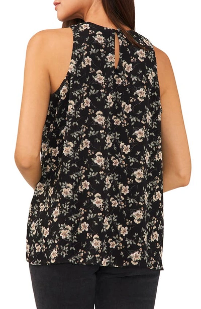 Shop Vince Camuto Floral Print Sleeveless Top In Rich Black