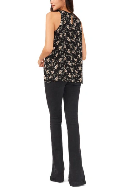 Shop Vince Camuto Floral Print Sleeveless Top In Rich Black
