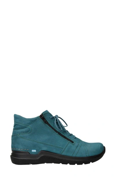 Wolky Why Water Resistant Sneaker In Petrol Antique Nubuck