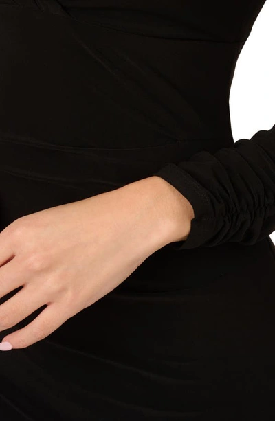 Adrianna Papell Long Sleeve Tuxedo Mermaid Gown In Black