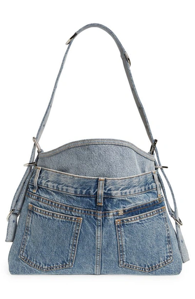 Shop Givenchy Medium Voyou Boyfriend Denim Hobo Bag In Medium Blue