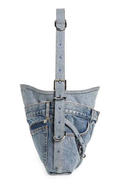 Shop Givenchy Medium Voyou Boyfriend Denim Hobo Bag In Medium Blue