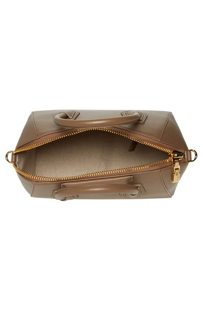 Shop Givenchy Small Antigona Leather Satchel In Taupe