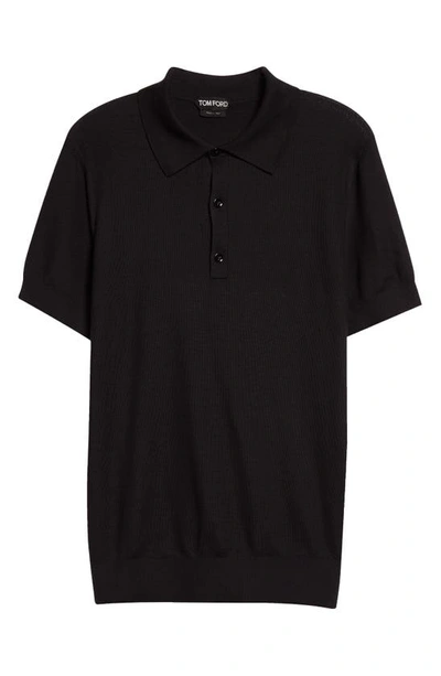 Shop Tom Ford Honeycomb Knit Polo In Black
